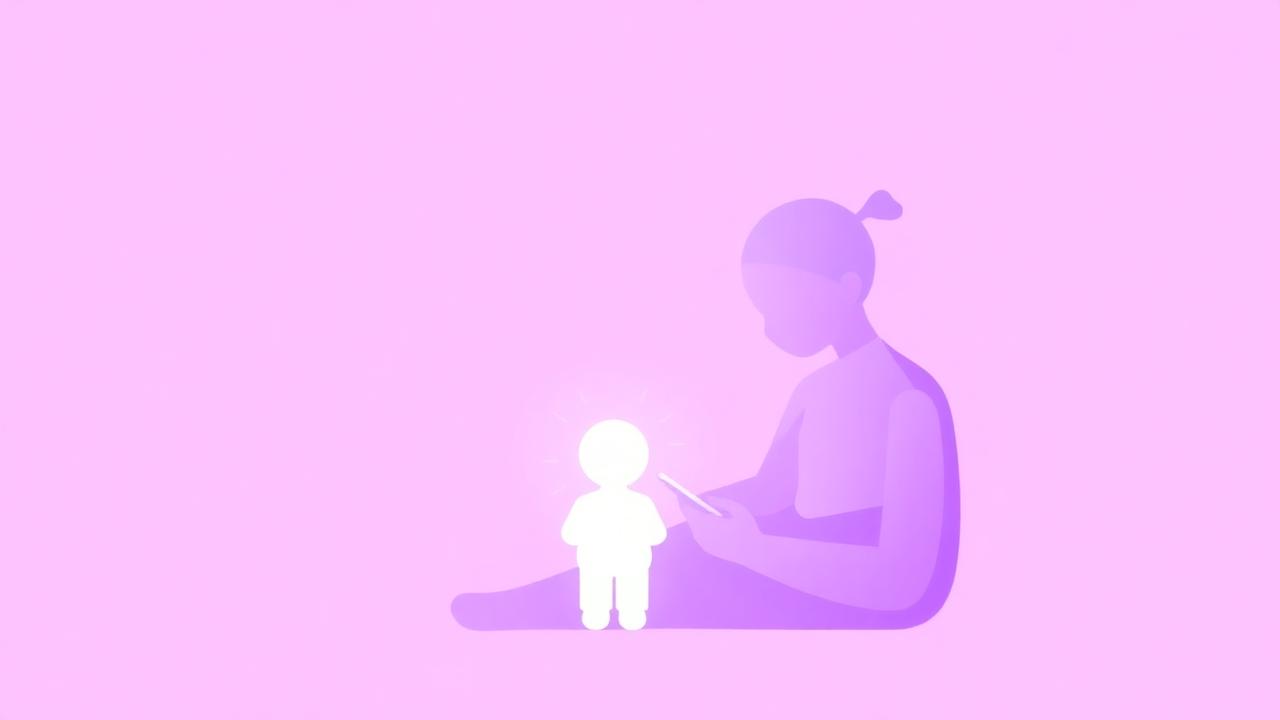 Rola.ai danışan rehberi: kişi günlük tutarken yanında ışıklı çocuk figürü